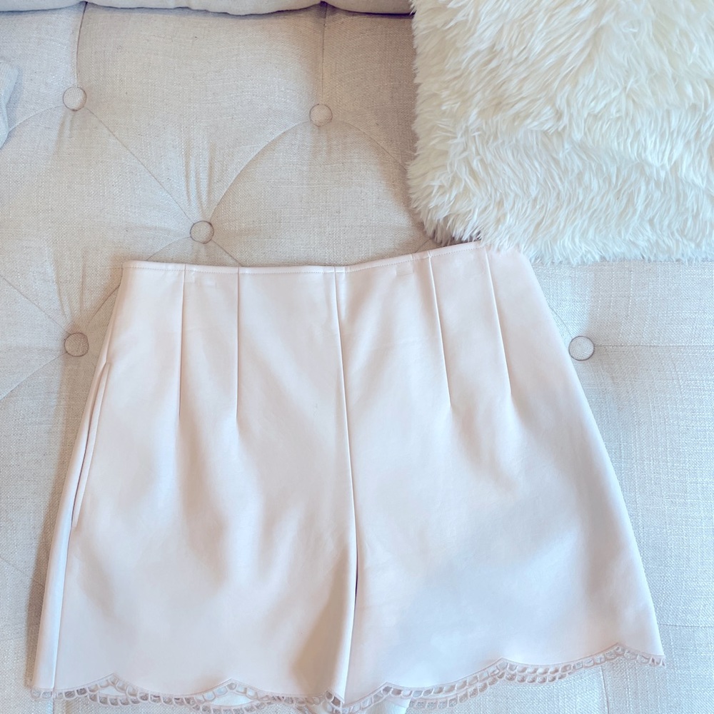Club Monaco blush colored faux leather shorts